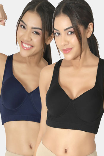 Buy Lady Lyka Padded Sports Bra (Pack of 2) - Multicolor